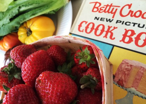 strawberries and cookbook
