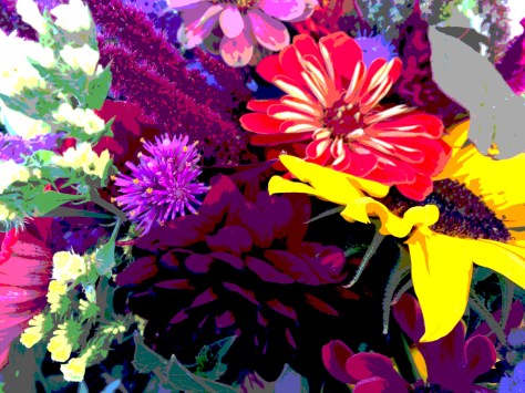 bright flowers posterized