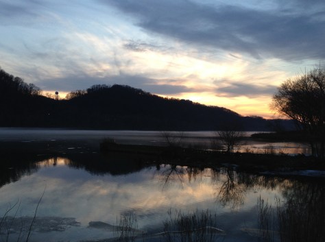 winter sky and water docks